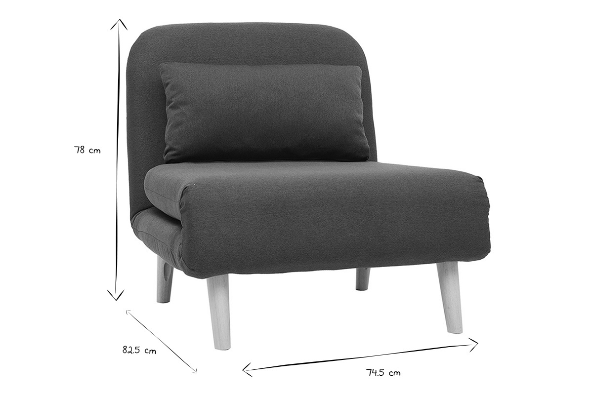 Poltrona letto convertibile in tessuto blu scuro AMIKO