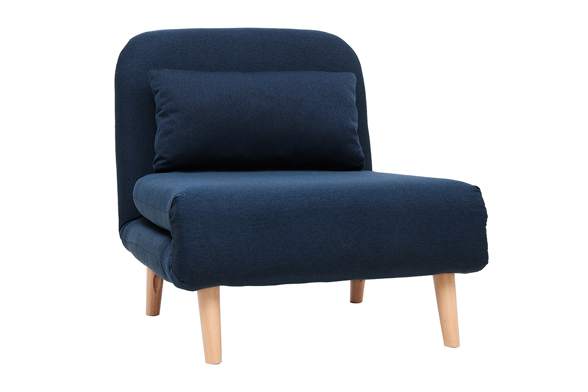Poltrona letto convertibile in tessuto blu scuro AMIKO