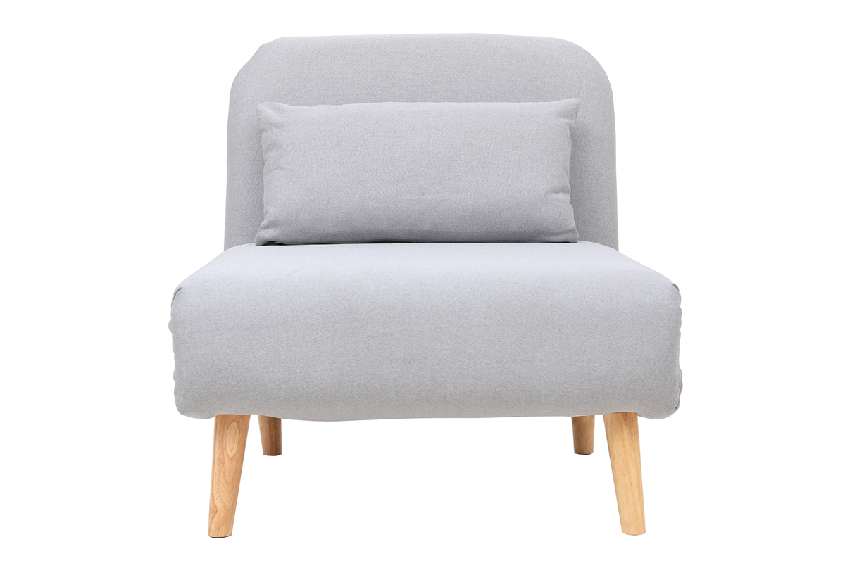 Poltrona letto convertibile in tessuto grigio chiaro AMIKO