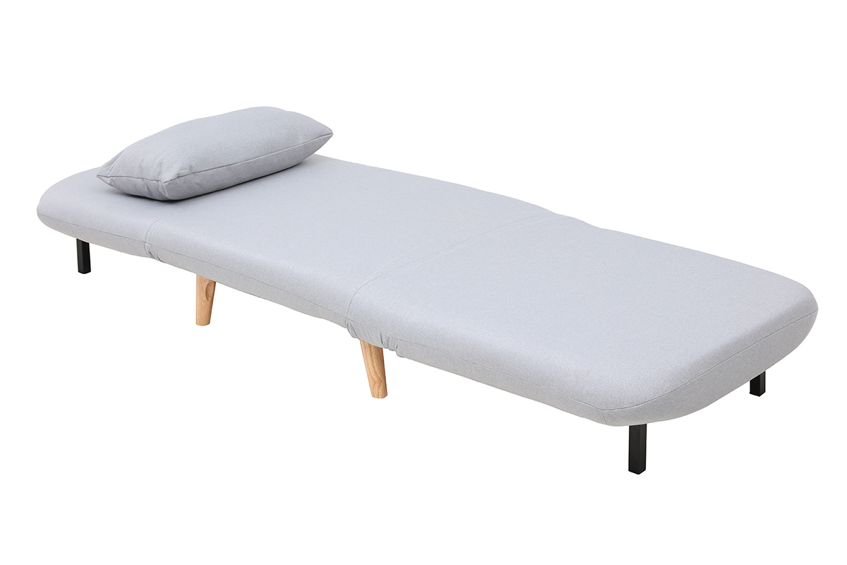 Poltrona letto convertibile in tessuto grigio chiaro AMIKO