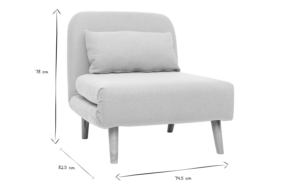 Poltrona letto convertibile in tessuto grigio chiaro AMIKO