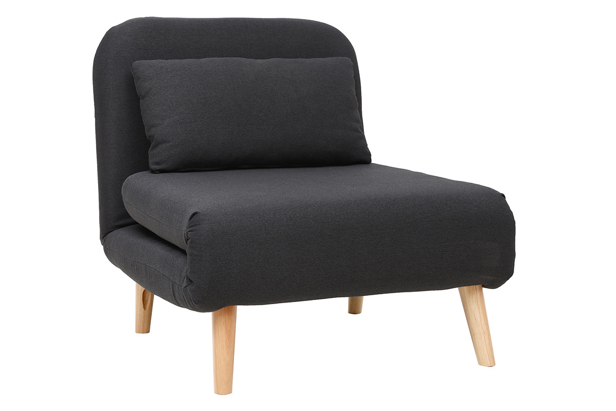 Poltrona letto convertibile in tessuto grigio scuro AMIKO