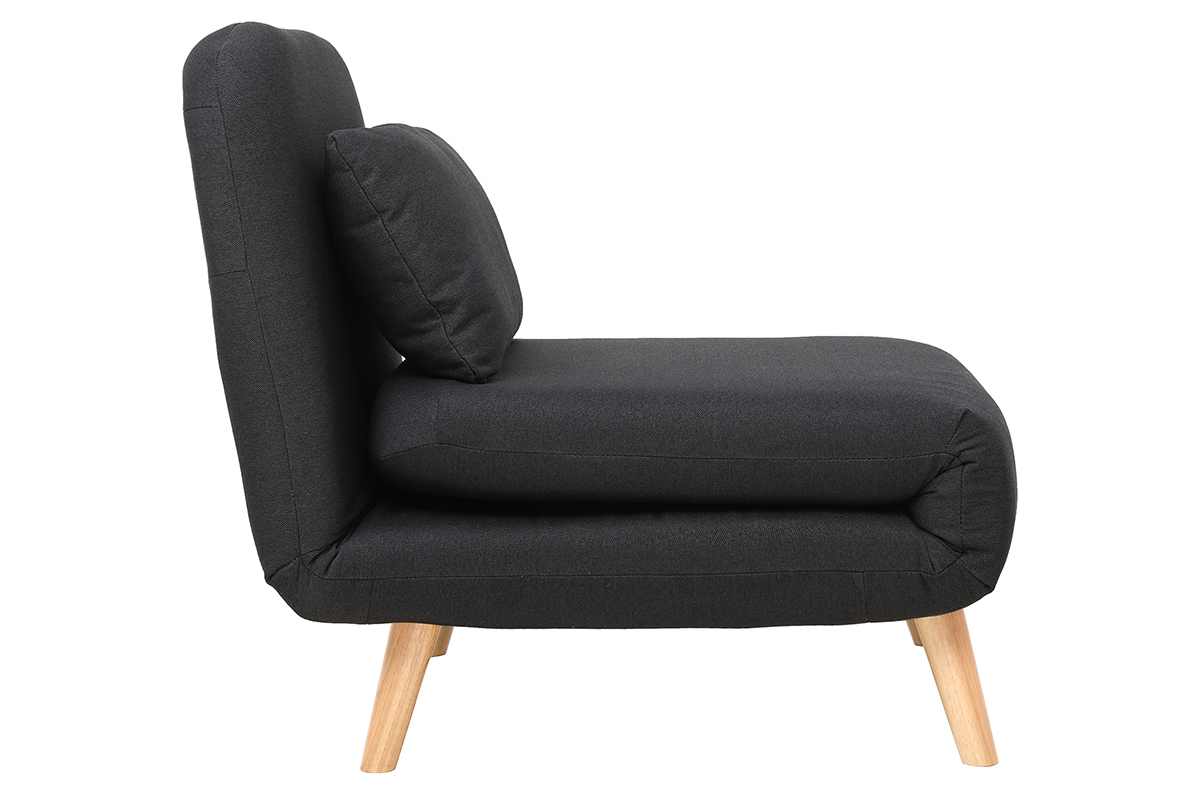 Poltrona letto convertibile in tessuto grigio scuro AMIKO