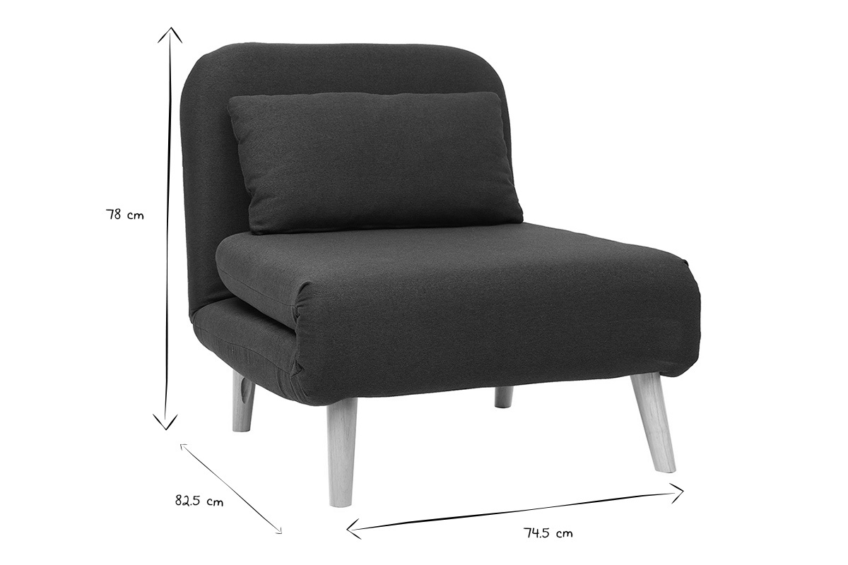 Poltrona letto convertibile in tessuto grigio scuro AMIKO