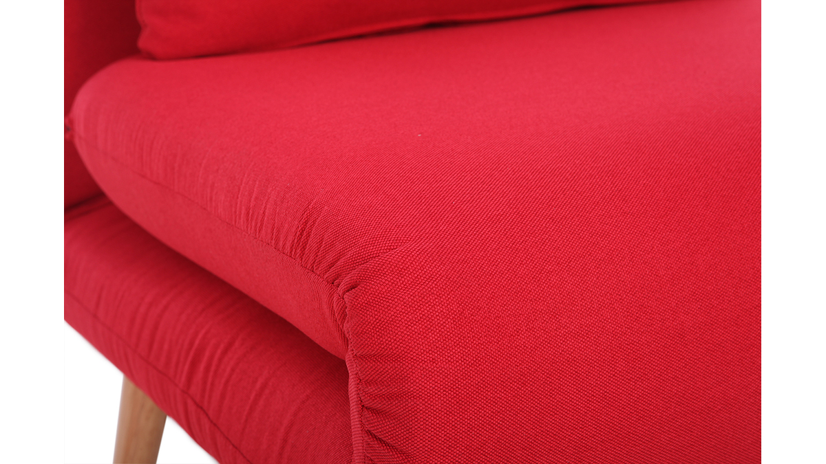 Poltrona letto convertibile in tessuto rosso AMIKO