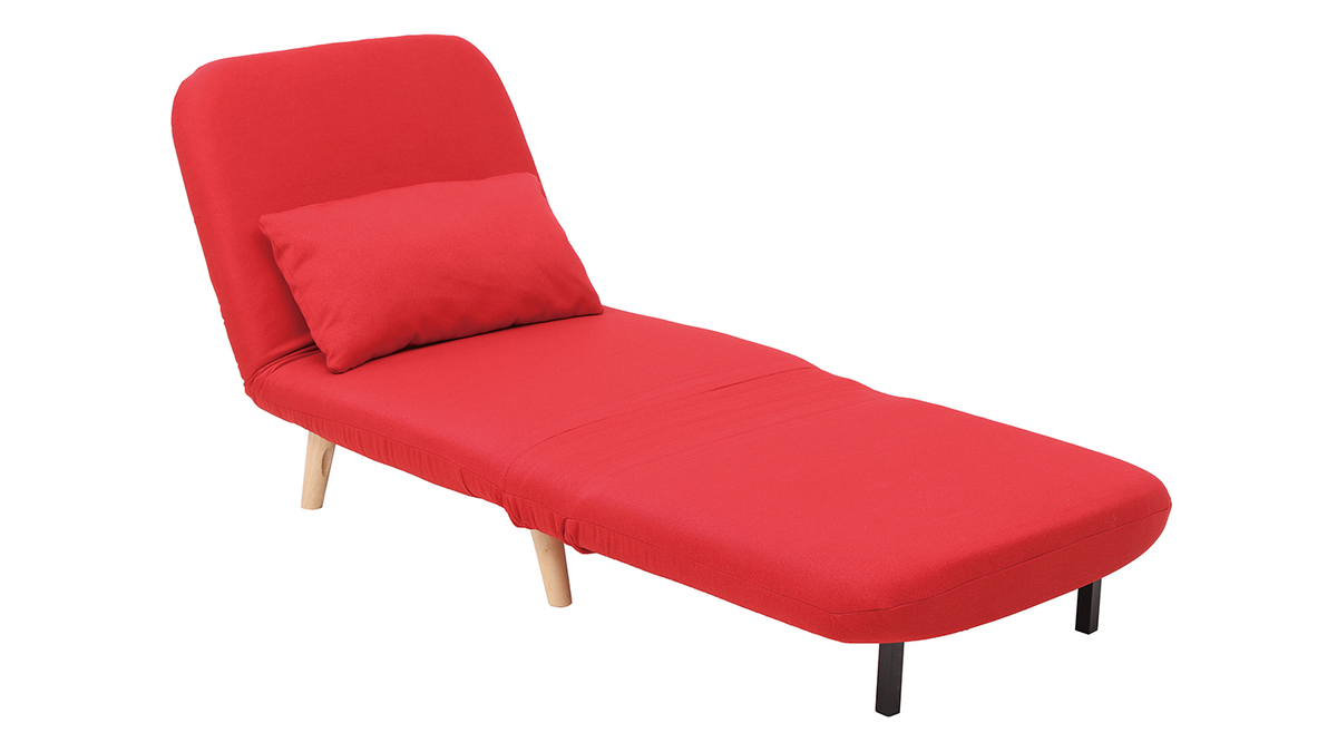 Poltrona letto convertibile in tessuto rosso AMIKO