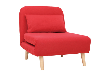 Poltrona letto, convertibile, in tessuto, rosso, AMIKO - Poltrona letto, convertibile, in tessuto, rosso, AMIKO
