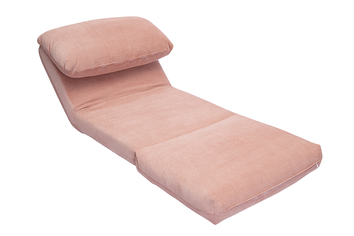 Poltrona letto singola convertibile in tessuto velluto a coste rosa SPENCER