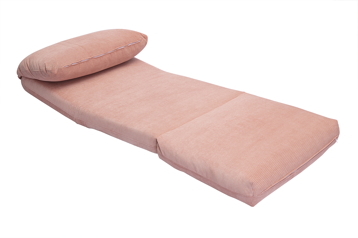 Poltrona letto singola convertibile in tessuto velluto a coste rosa SPENCER