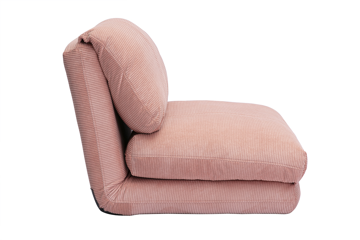 Poltrona letto singola convertibile in tessuto velluto a coste rosa SPENCER