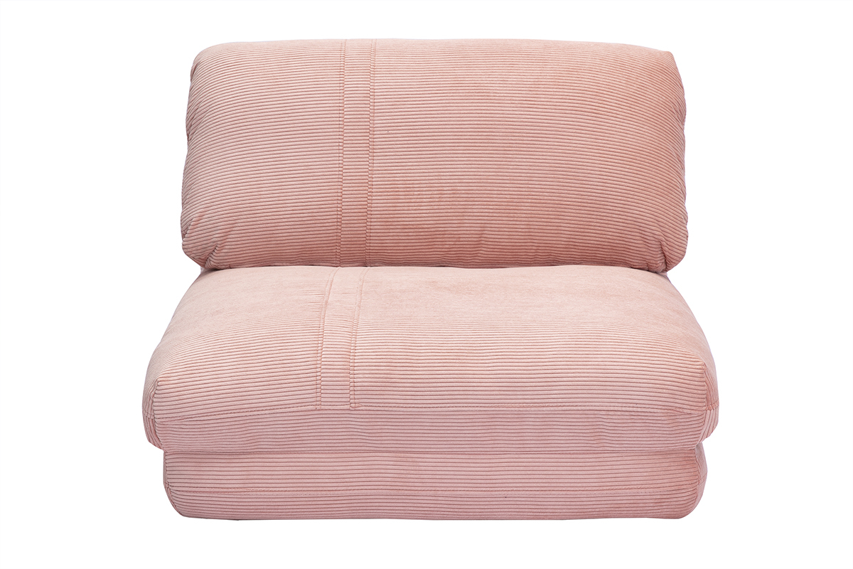 Poltrona letto singola convertibile in tessuto velluto a coste rosa SPENCER