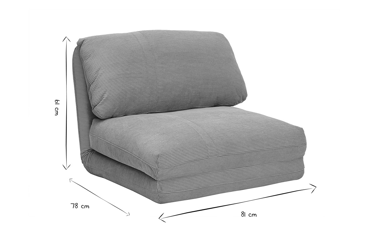 Dimensioni della poltroncina SPENCER in bianco e nero, L81 x P78 x H61 cm.