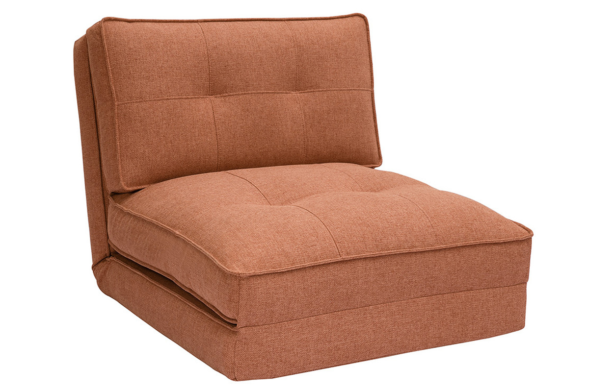 Poltrona letto singola in tessuto color terracotta SALLY