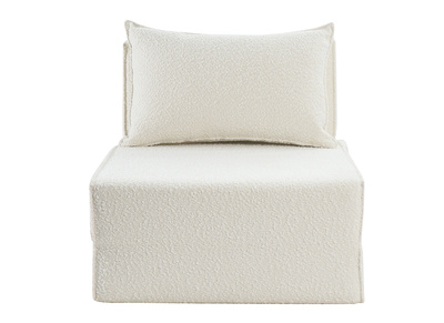 Poltrona letto singola in tessuto effetto lana bouclé bianco VICTOR