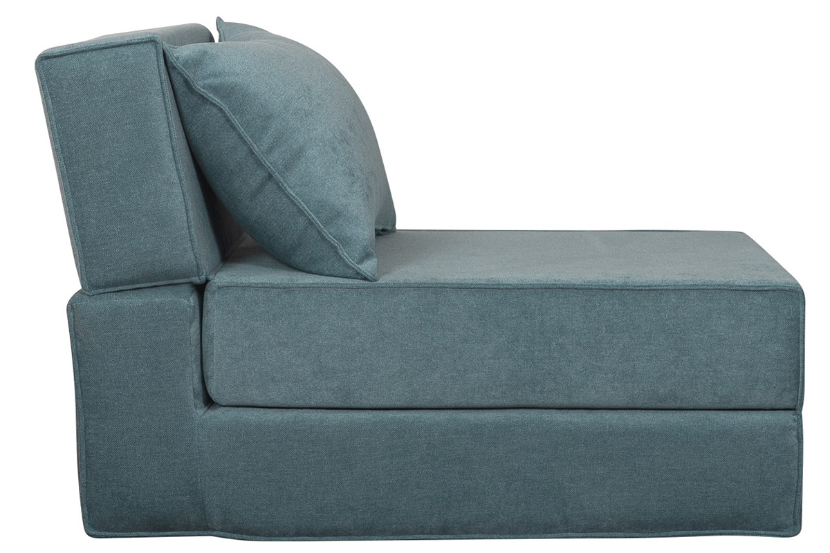 Poltrona letto singola in tessuto effetto velluto blu VICTOR
