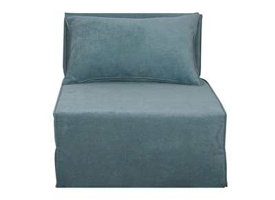 Poltrona letto singola in tessuto effetto velluto blu VICTOR