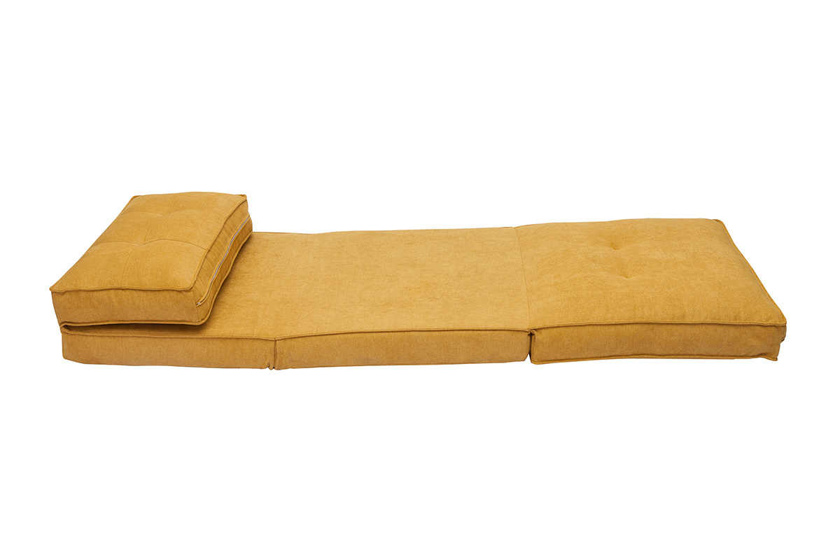 Poltrona letto singola in tessuto effetto velluto giallo senape SALLY