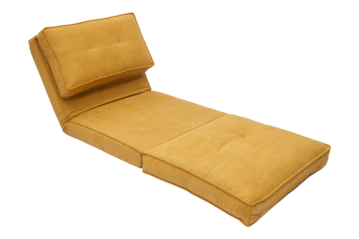 Poltrona letto singola in tessuto effetto velluto giallo senape SALLY