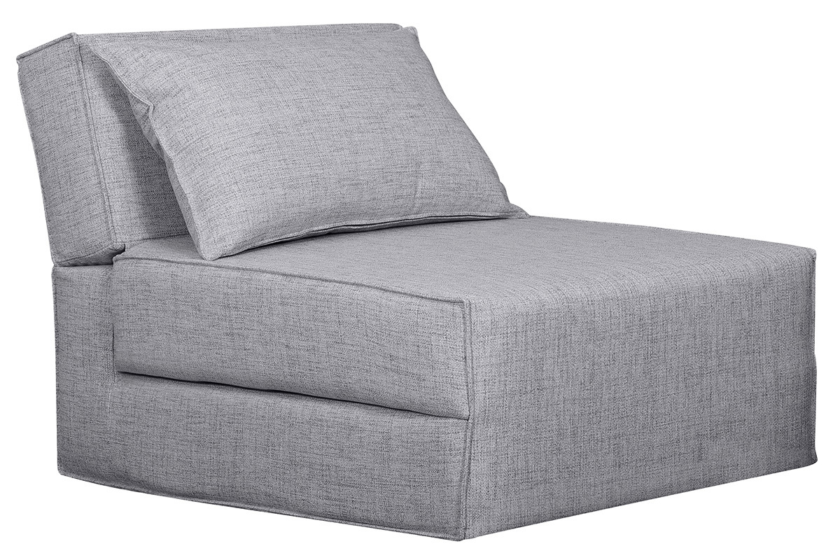 Poltrona letto singola in tessuto grigio chiaro VICTOR