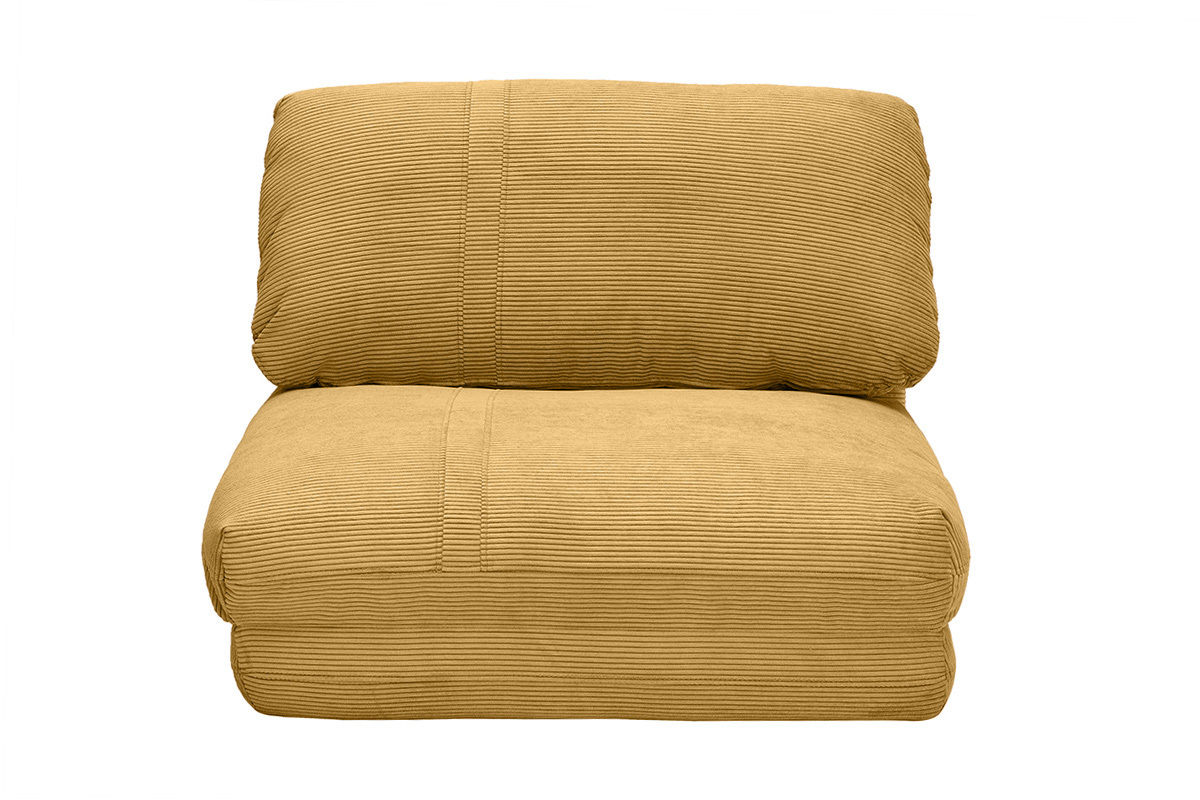 Poltrona letto singola in tessuto velluto a coste giallo curry SPENCER