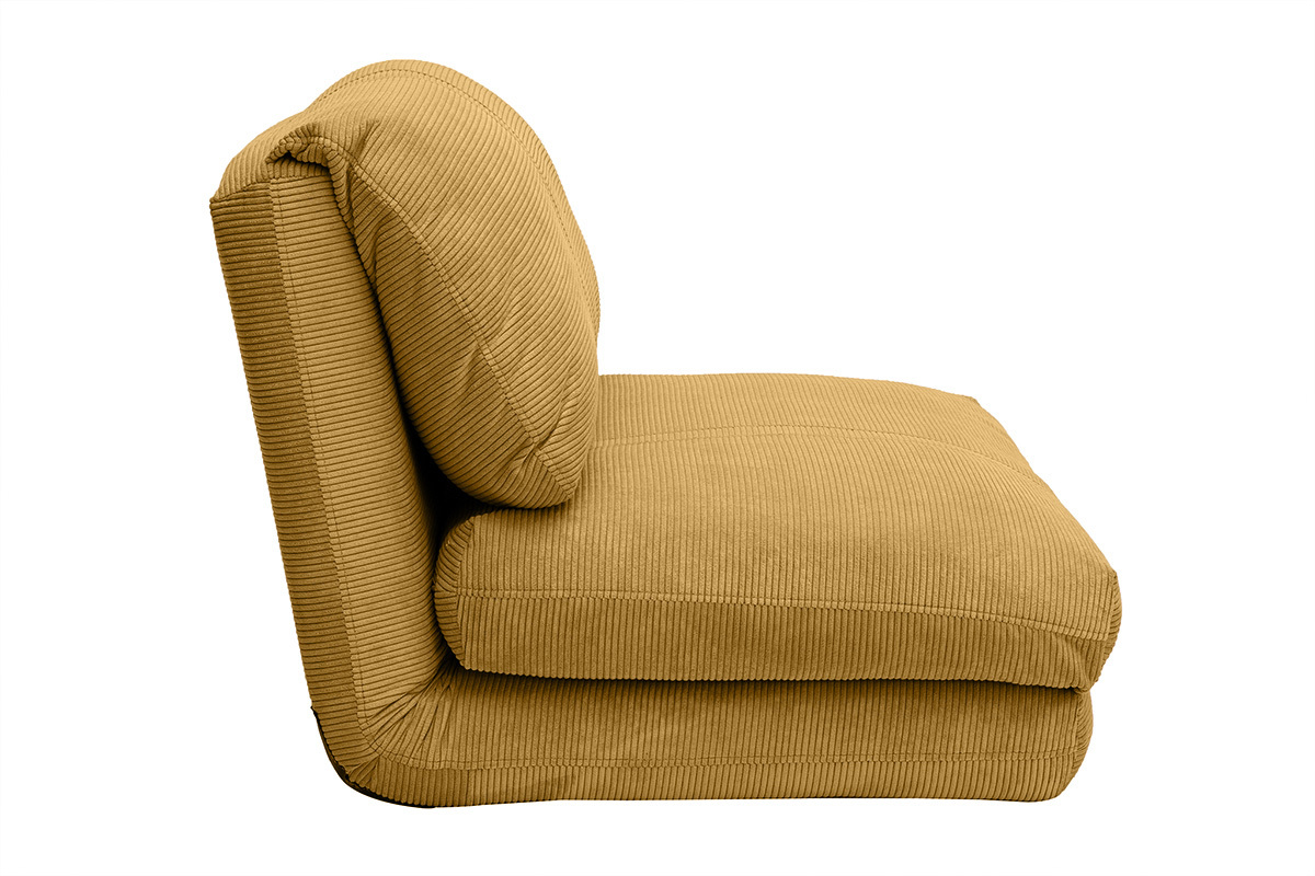 Poltrona letto singola in tessuto velluto a coste giallo curry SPENCER