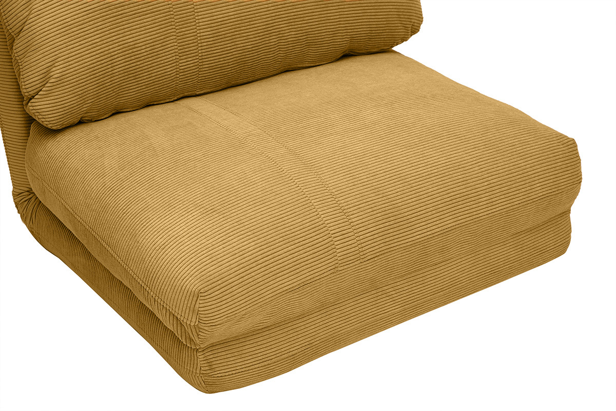 Poltrona letto singola in tessuto velluto a coste giallo curry SPENCER