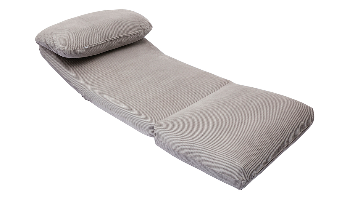 Poltrona letto singola in tessuto velluto a coste grigio chiaro SPENCER