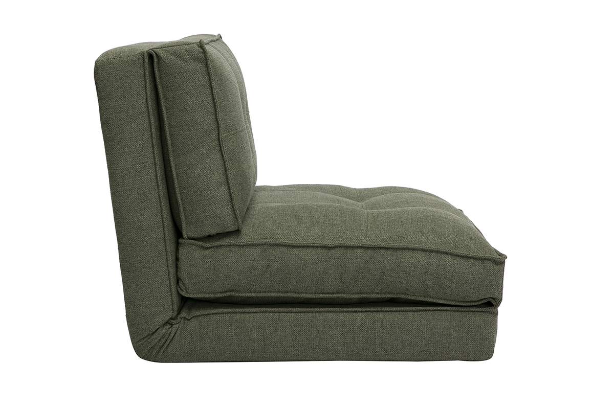 Poltrona letto singola in tessuto verde cachi SALLY