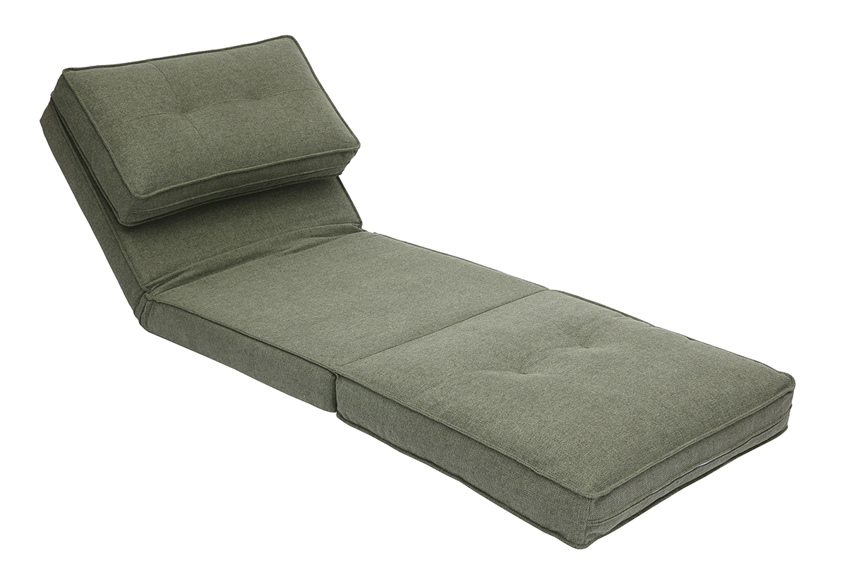 Poltrona letto singola in tessuto verde cachi SALLY
