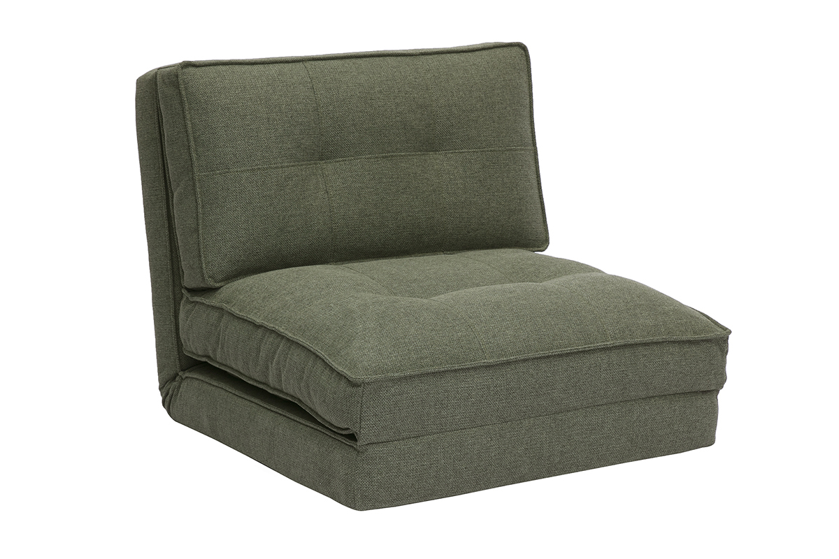 Poltrona letto singola in tessuto verde cachi SALLY