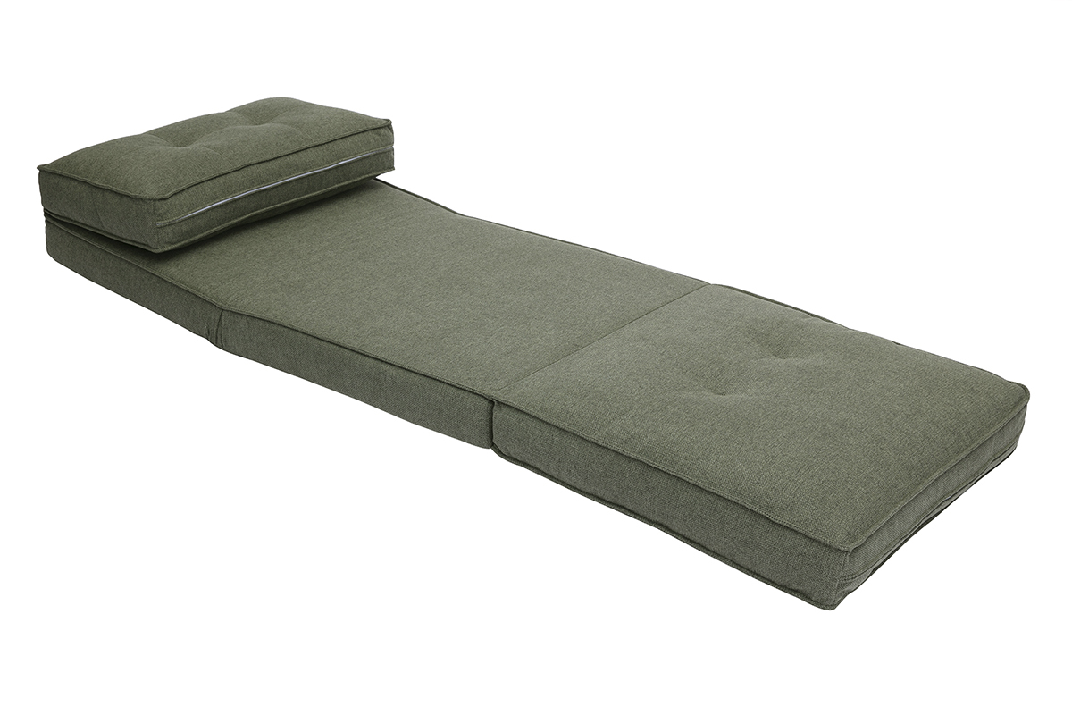 Poltrona letto singola in tessuto verde cachi SALLY