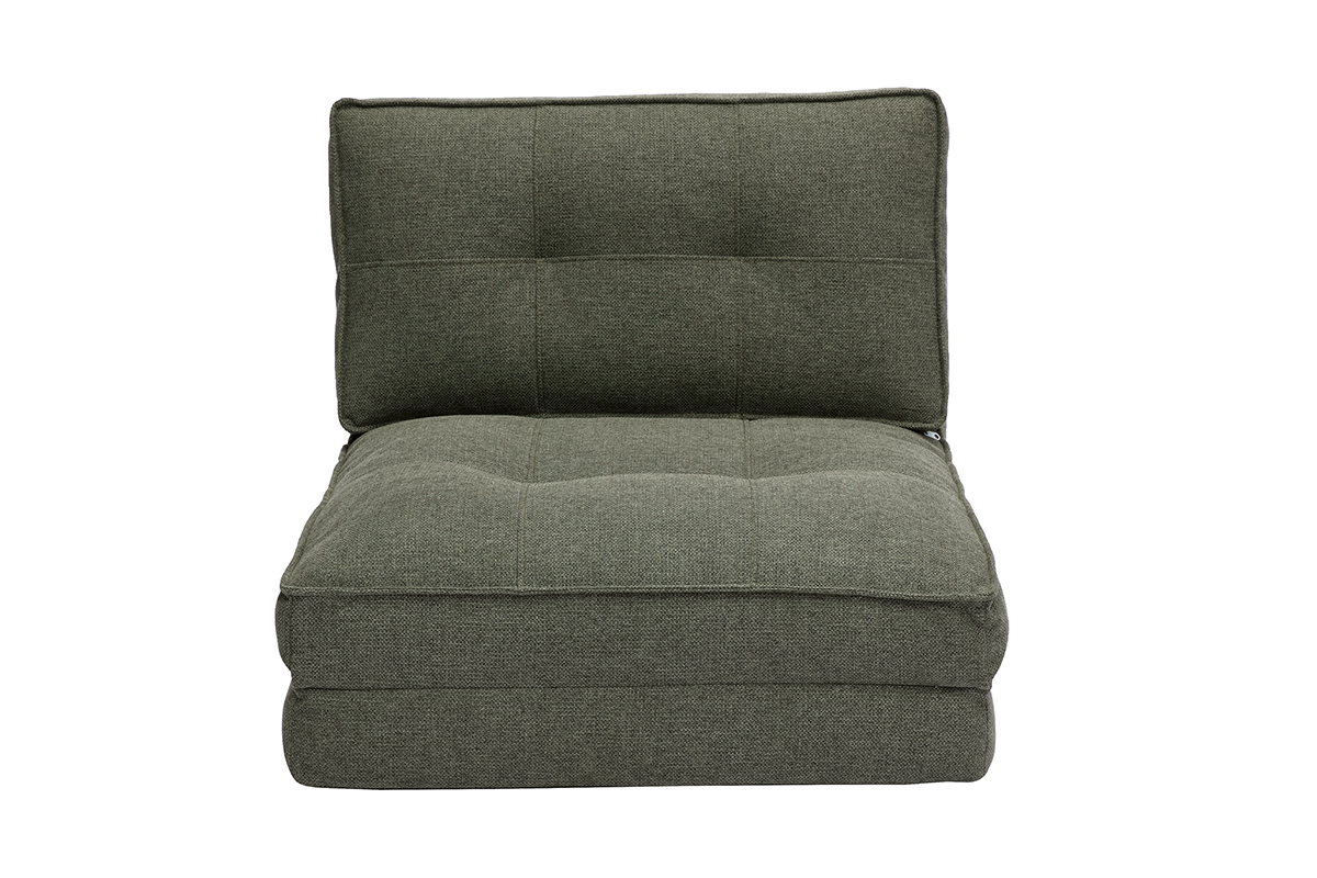 Poltrona letto singola in tessuto verde cachi SALLY