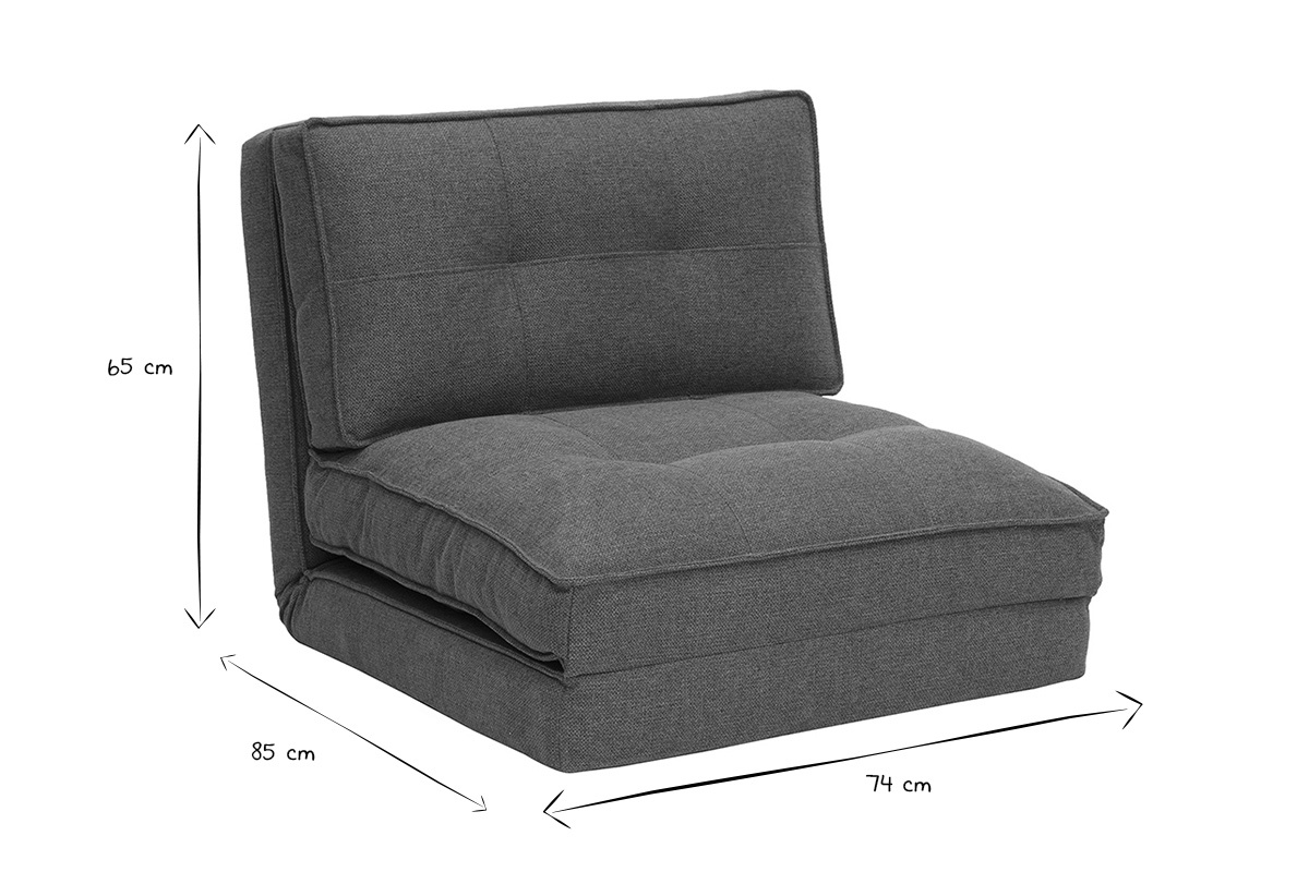 Poltrona letto singola in tessuto verde cachi SALLY