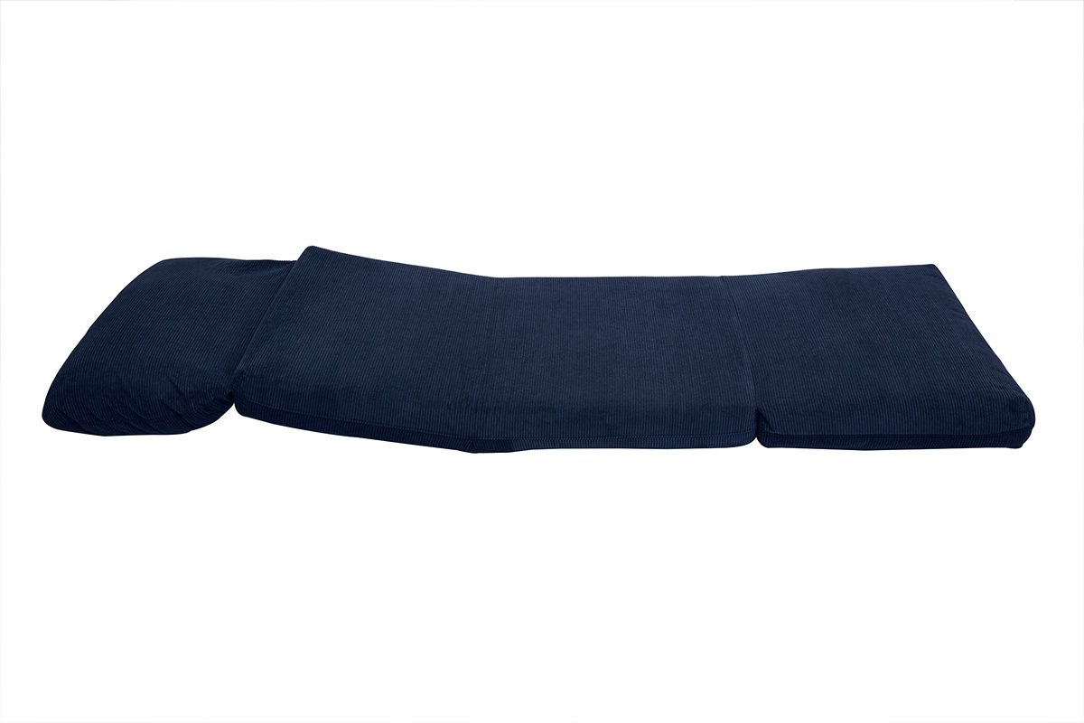 Poltrona letto singola in velluto a coste blu scuro SPENCER