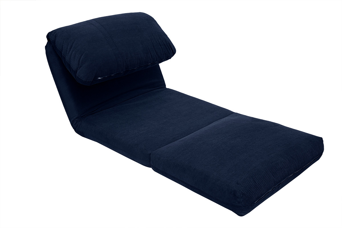 Poltrona letto singola in velluto a coste blu scuro SPENCER