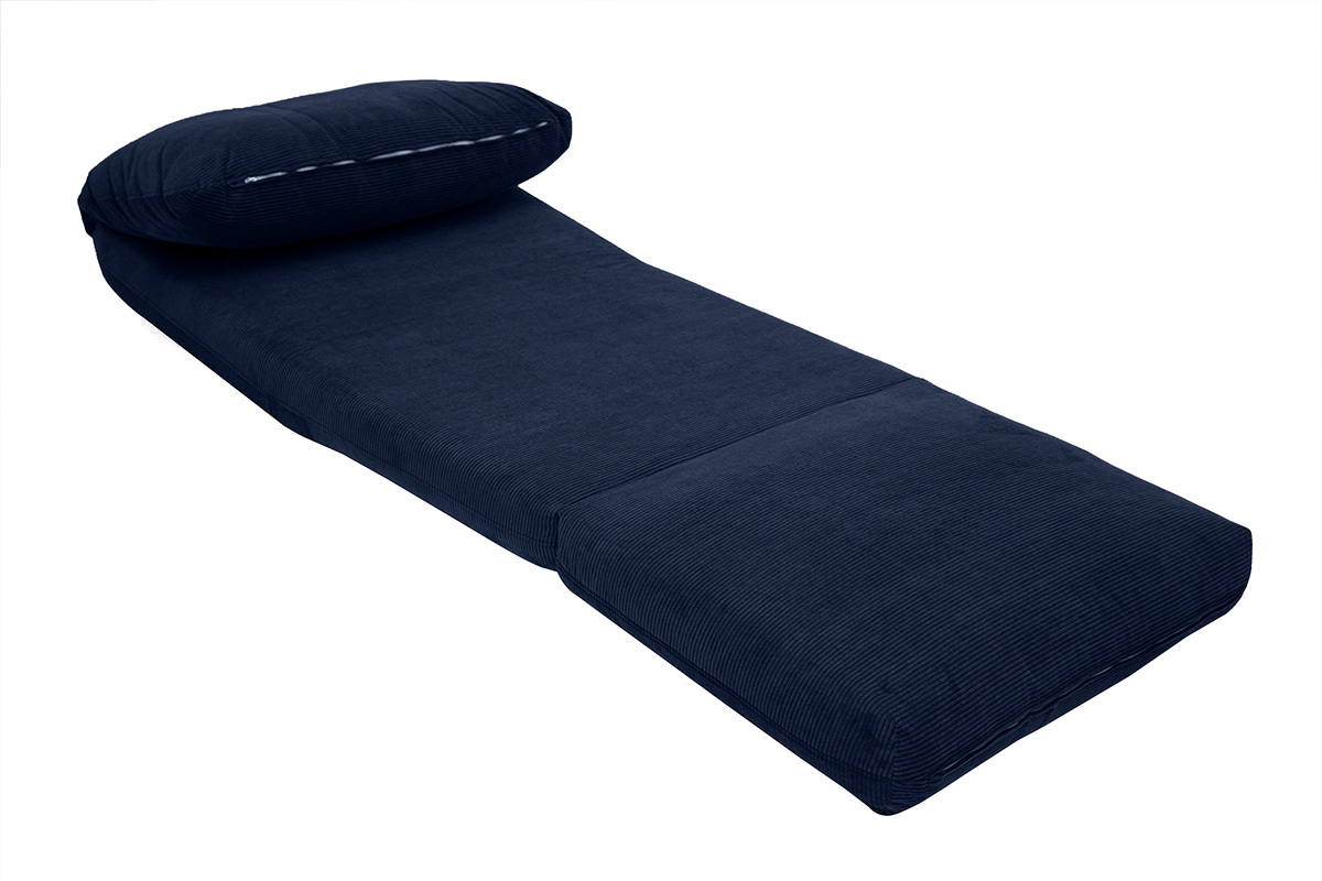 Poltrona letto singola in velluto a coste blu scuro SPENCER