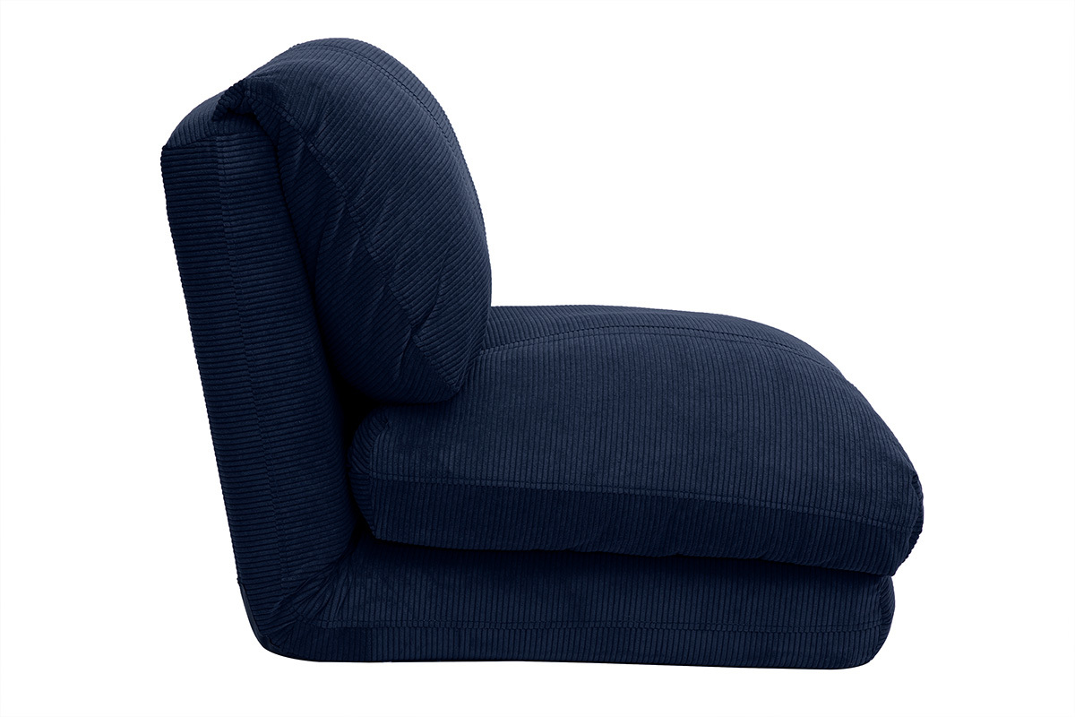 Poltrona letto singola in velluto a coste blu scuro SPENCER