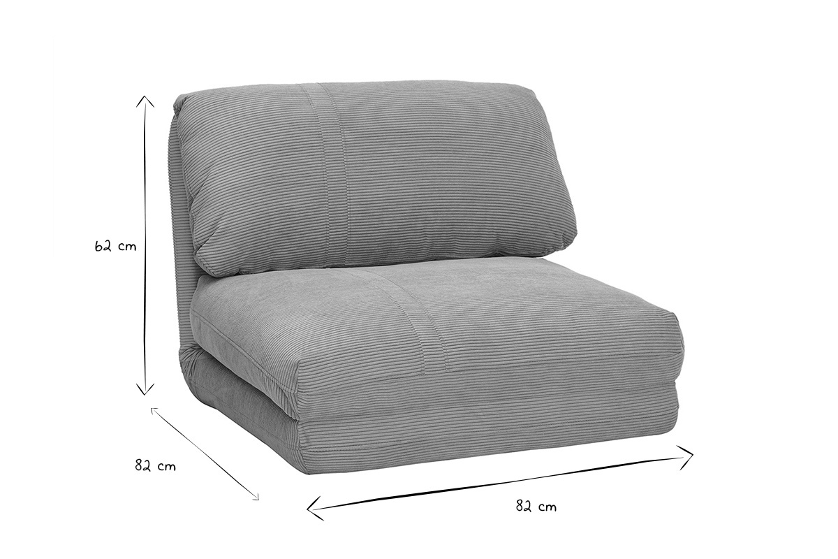 Poltrona letto singola in velluto a coste blu scuro SPENCER
