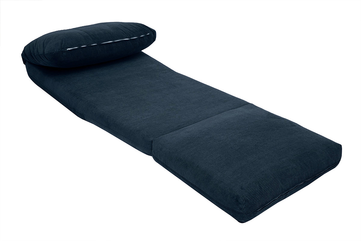 Poltrona letto singola in velluto a coste blu scuro SPENCER