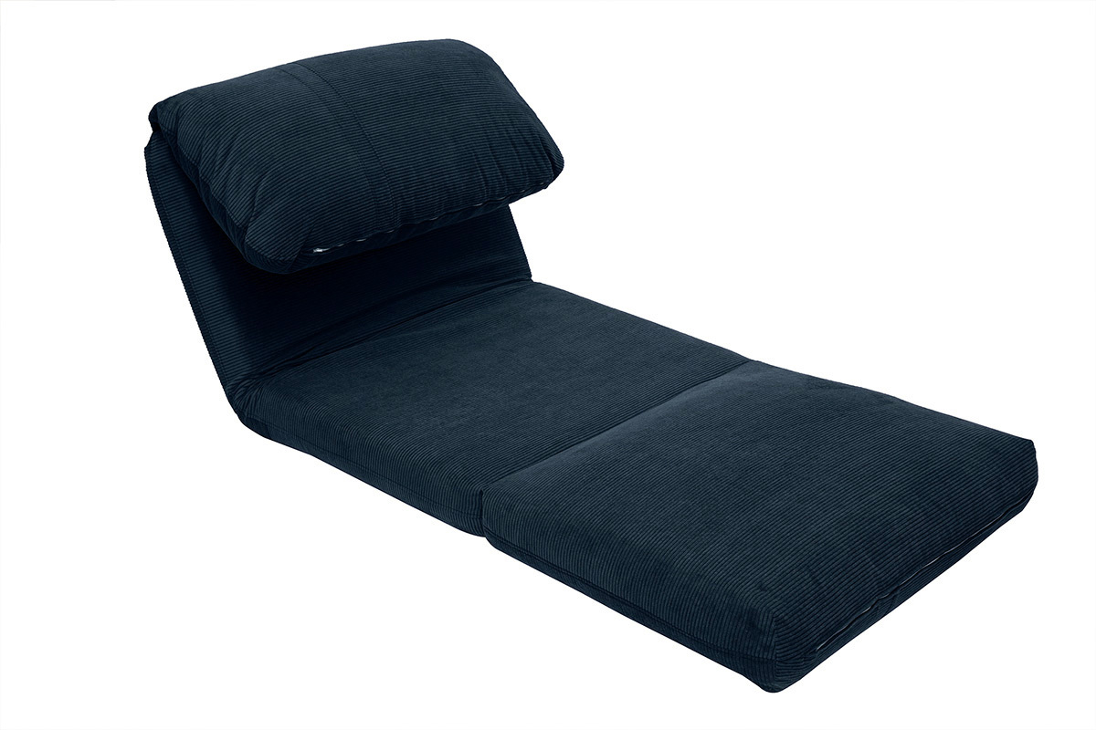 Poltrona letto singola in velluto a coste blu scuro SPENCER