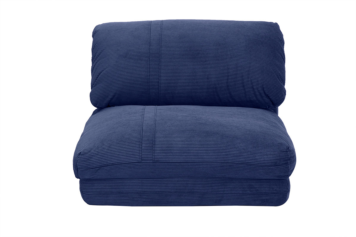 Poltrona letto singola in velluto a coste blu scuro SPENCER