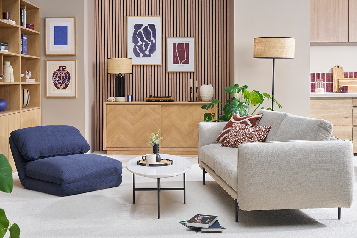 Poltrona letto singola in velluto a coste blu scuro SPENCER