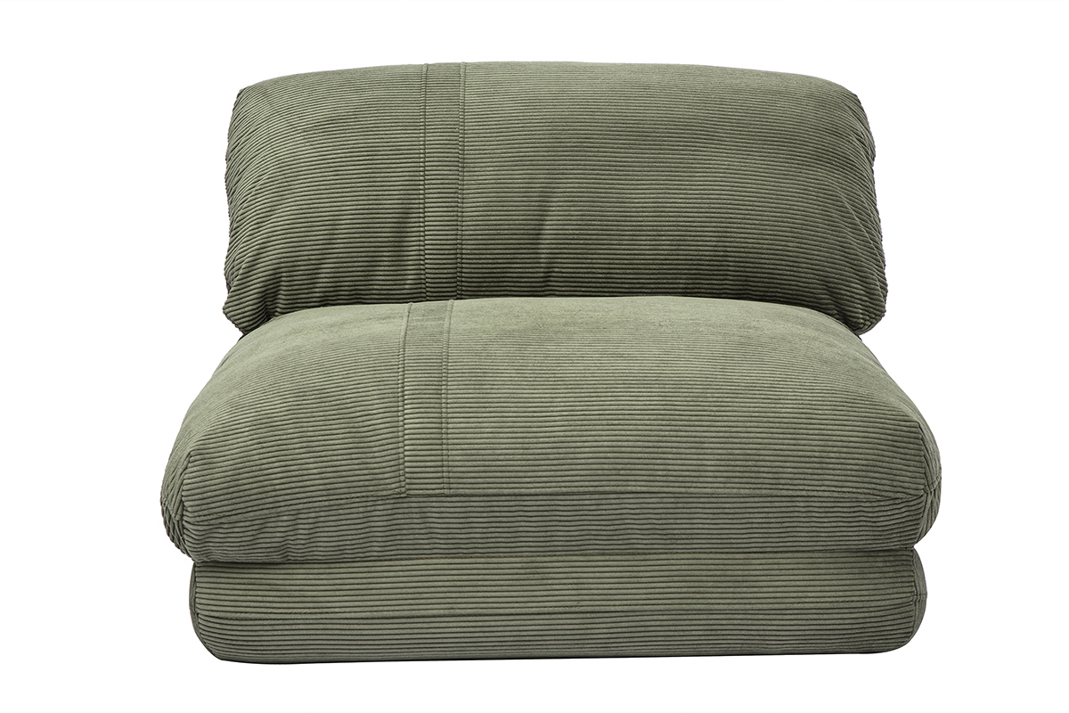 Poltrona letto singola in velluto a coste verde kaki SPENCER