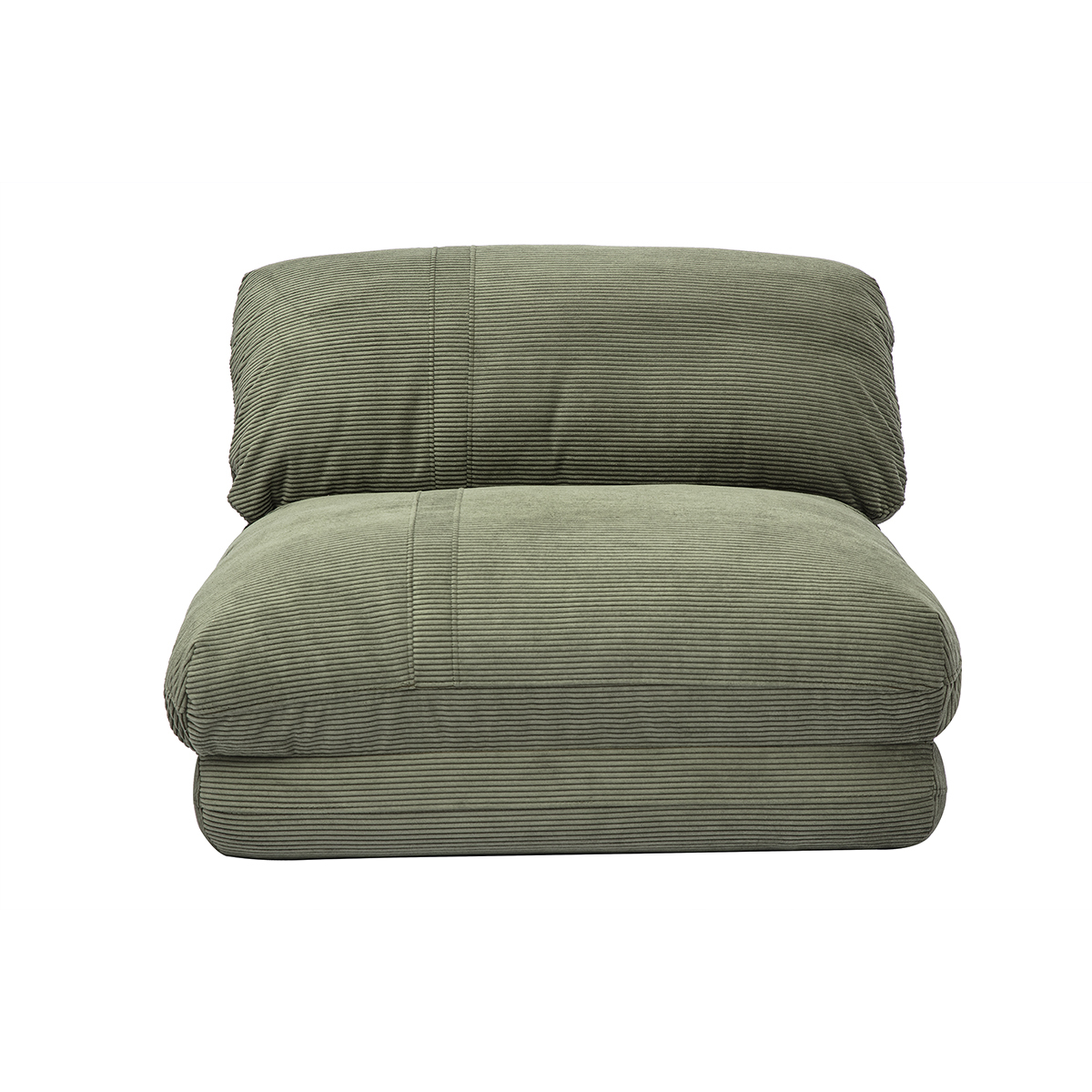 Poltrona letto singola in velluto a coste verde kaki SPENCER