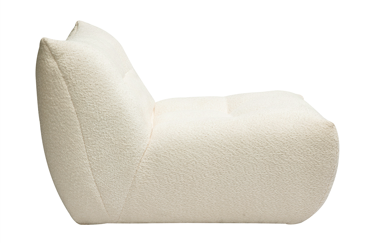 Poltrona lounge in tessuto boucl bianco sporco BUMPY