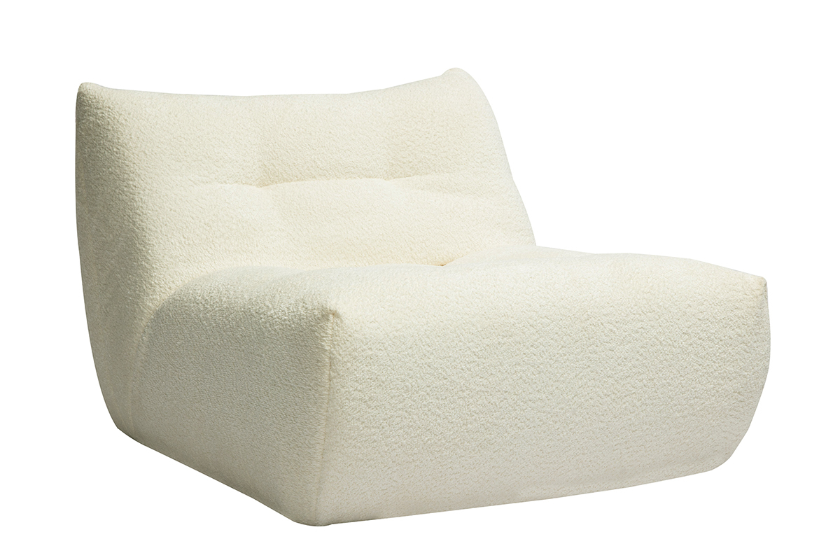 Poltrona lounge in tessuto boucl bianco sporco BUMPY