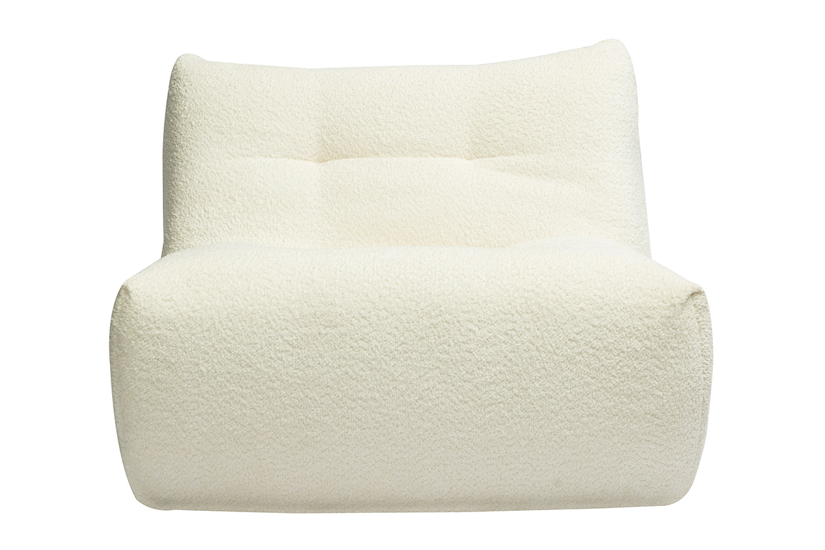 Poltrona lounge in tessuto boucl bianco sporco BUMPY