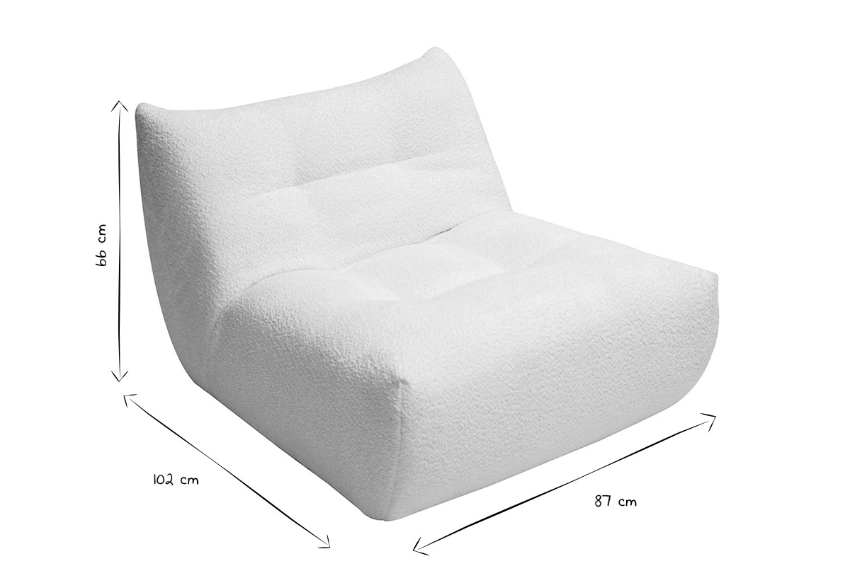 Poltrona lounge in tessuto boucl bianco sporco BUMPY