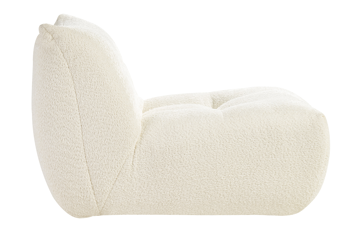 Poltrona lounge in tessuto boucl bianco sporco BUMPY