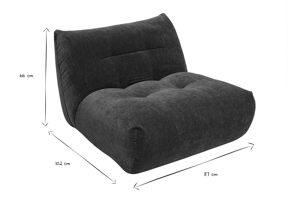 Dimensioni della poltrona BUMPY in bianco e nero: L87 x P102 x H66 cm